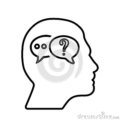 Ask, faq, help, queries, question outline icon. Line art sketch Stock Photo