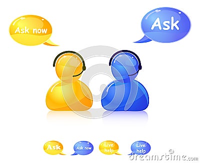 Ask help icon. Agent on phone Vector Illustration