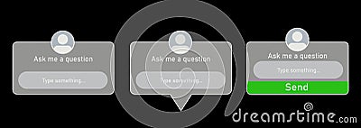 Ask me a question. Sticker frame, story, quiz, template. Vector Illustration. Ask questions, options storie, button, mockup, frame Vector Illustration