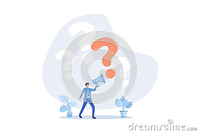 Ask question for answer or solution to solve problem, communicate or request for help in business concept, flat vector modern Vector Illustration