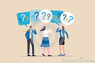 Ask questions for help or solution, confusion, doubt or query for answer and information, business discussion to solve problem Vector Illustration