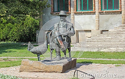 Askania-Nova, Kherson region, Ukraine - Monument to Friedrich Falz Fein who founded Ukrainian worldwide famous Askania Stock Photo