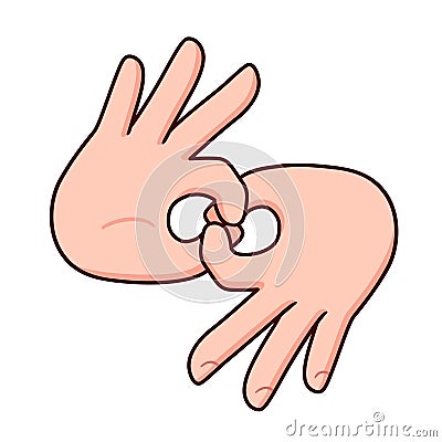 ASL sign Connect hand gesture Vector Illustration