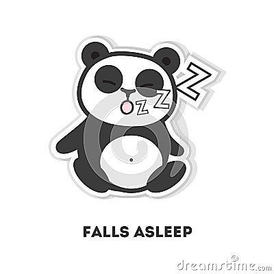 Asleep panda bear. Vector Illustration