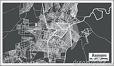 Asmara Eritrea City Map in Retro Style. Outline Map. Stock Photo