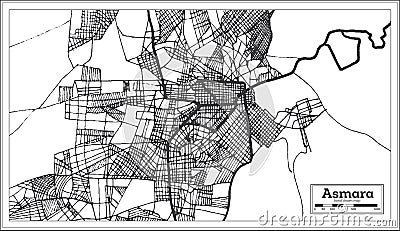 Asmara Eritrea City Map in Retro Style. Outline Map Stock Photo
