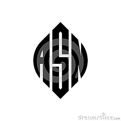 ASN circle letter logo design with circle and ellipse shape. ASN ellipse letters with typographic style. The three initials form a Vector Illustration