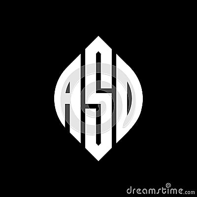 ASO circle letter logo design with circle and ellipse shape. ASO ellipse letters with typographic style. The three initials form a Vector Illustration