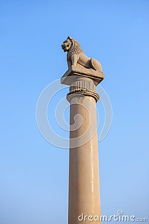Asokan pillar at Kutagarasala Vihara, Vaishali, Bihar, India Stock Photo