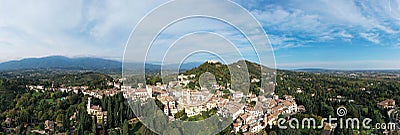 Asolo village in a panormaic view from above Stock Photo