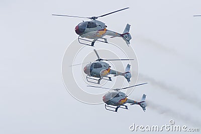 Aspa Patrol. 5 x Eurocopter EC120B ColibrÃ­. Festa al cel (Sky Party Air show) Editorial Stock Photo