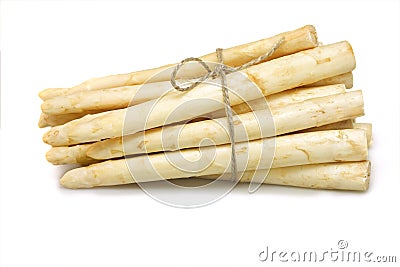 Asparagus bunched on white Stock Photo