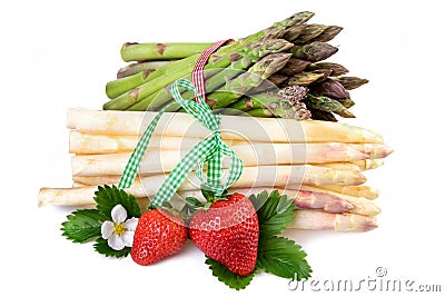 Asparagus bundle. Fresh healthy vegetables on white background. Stock Photo