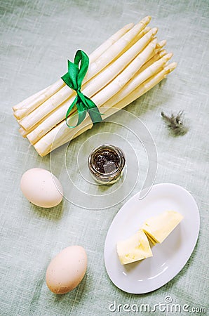 Asparagus dish ingredients Stock Photo