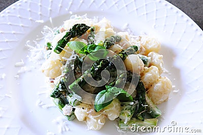 Asparagus and Gnocchi. Stock Photo