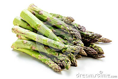 Asparagus Raw asparagus Fresh Asparagus Green Asparagus on white backkground. Stock Photo