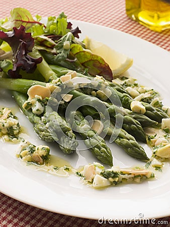 Asparagus Spears with Polonaise Vinaigrette Stock Photo