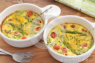 Asparagus tomato quiche Stock Photo