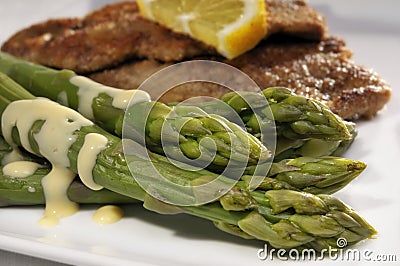 Asparagus and Wiener Schnitzel Stock Photo