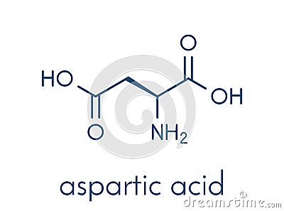 Aspartic acid L-aspartic acid, Asp, D amino acid molecule. Skeletal formula. Vector Illustration