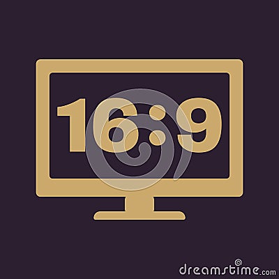 The aspect ratio 16 9 widescreen icon. Tv and video symbol Vector Illustration