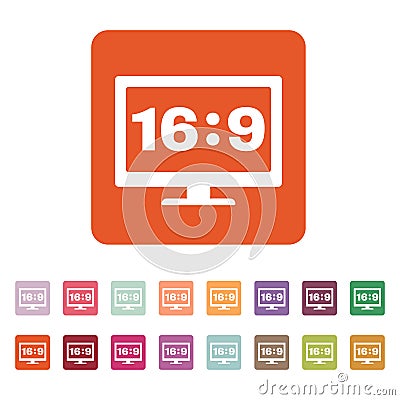 The aspect ratio 16 9 widescreen icon. Tv and video symbol. Flat Vector Illustration