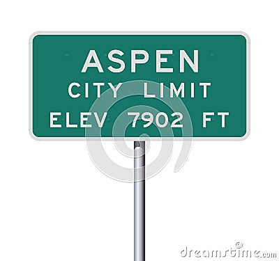 Aspen City Limit road sign Cartoon Illustration