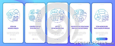 Aspergers signs in kids onboarding mobile app page screen Vector Illustration