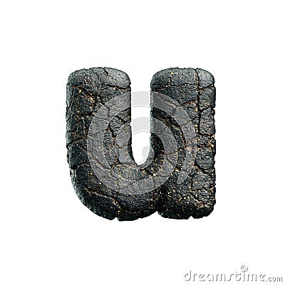asphalt letter U - Small 3d tarmac font - Suitable for road, transport or highway related subjects Cartoon Illustration