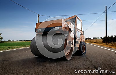 Asphalt paving machine Stock Photo