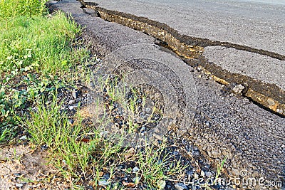 Asphalt road broken Stock Photo