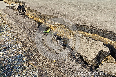 Asphalt road broken Stock Photo