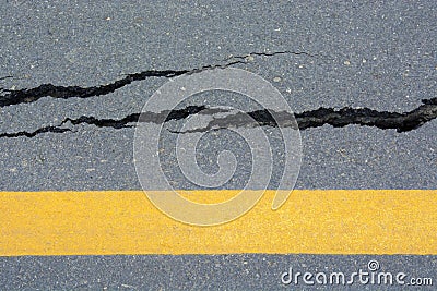 Asphalt road cracks and collapsed Stock Photo