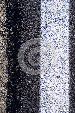 Asphalt road edge, closeup detail of black tarmac road delimitation, top view background Stock Photo