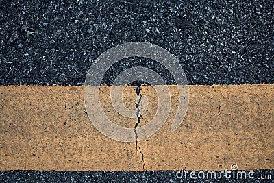 Asphalt road line yellow background. Stock Photo