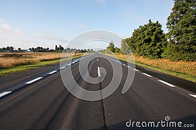 Asphalt road somewhere in Poland Stock Photo