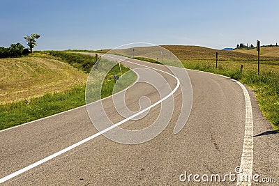 Asphalt road in Tuscany Italy Stock Photo