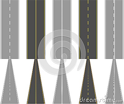 Asphalt roads, with traffic surface marking lines Vector Illustration