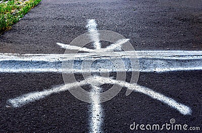 asphalt sidewalk with bump and cracks on the walking surface. hazard and danger concept. Stock Photo