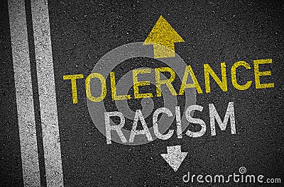 Asphalt with tolerance and racism Cartoon Illustration