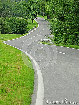 Asphalt winding curve road Stock Photo