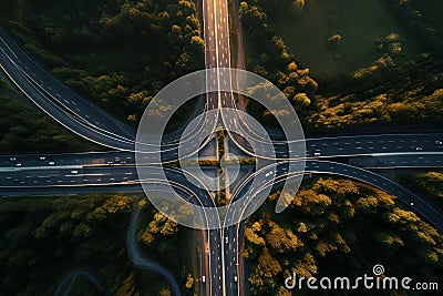 Asphalted Intersection highway road. Generate Ai Stock Photo