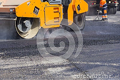 Asphalting city streets Stock Photo