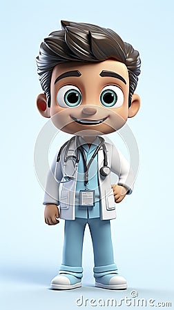 Aspiring Healer: Animated Young Doctor Character. Stock Photo