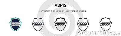 Aspis icon in filled, thin line, outline and stroke style. Vector illustration of two colored and black aspis vector icons designs Vector Illustration