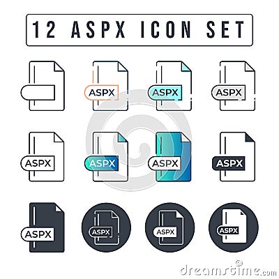 Aspx File Format Icon Set. 12 Aspx icon set Vector Illustration