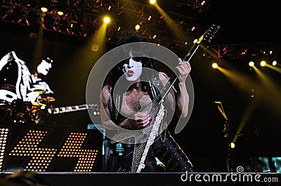 Kiss , Paul Stanley during the concert Editorial Stock Photo