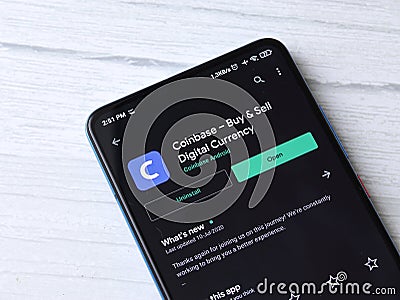 Assam, india - Augest 2, 2020 : Coinbase a secure platform to trade in digital currency. Editorial Stock Photo