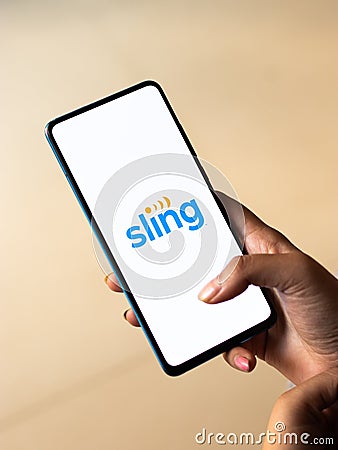 Assam, india - December 20, 2020 : Sling logo on phone screen stock image. Editorial Stock Photo