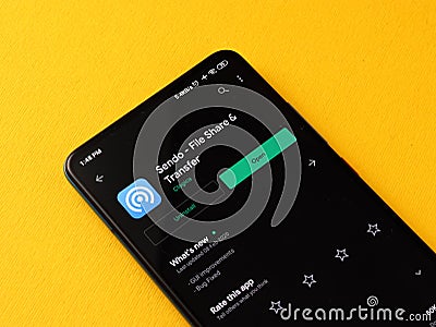 Assam, india - July 5, 2020 : Sendo a file transferring and sharing app. Editorial Stock Photo
